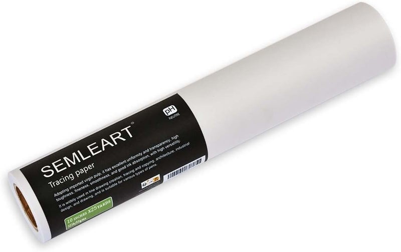 SEMLEART Trace Paper roll 10inchs x 25 Yard,32lb/50gsm,Translucent White tracing Paper for Drawing, Sketching，Sewing Pattern Gift Wrapping,Dressmaking - Sketch & Drafting Paper roll - Image 1